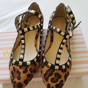 Leopard Studded Ankle-Strap Pippa Flat